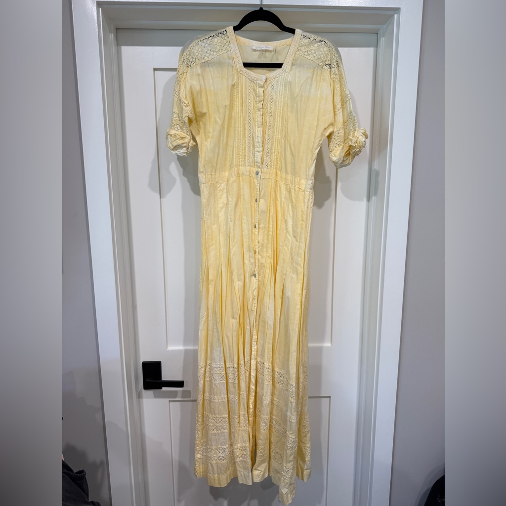 Loveshackfancy Light Yellow Tie Dye Maxi Dress